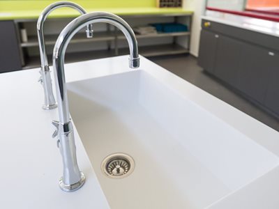 Corian sink and work benches school labs