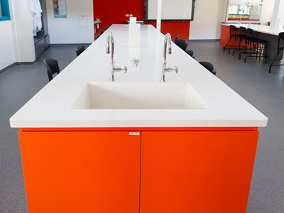 Corian Designer White sink and lab bench Aquinas