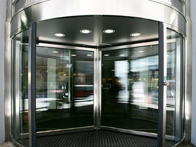 Assa Abloy RD4 Detailed Image Of Revolving Door Of Building Entrance