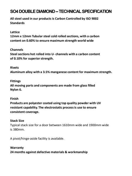 S04 Double Diamond Technical Specifications