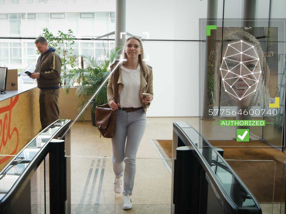 Facial recognition integrated into security speed gates creates a human-friendly, seamless entry