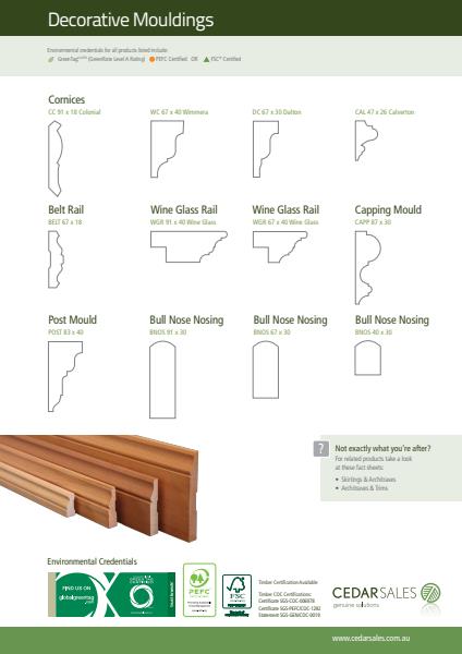 Cedar Sales Mouldings Fact Sheet