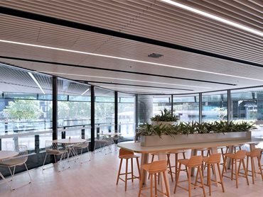 Our System 400 metal ceilings were also installed in the breakout and common areas