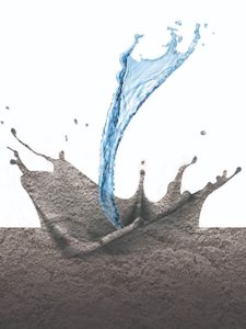 water hitting cement mix splashing