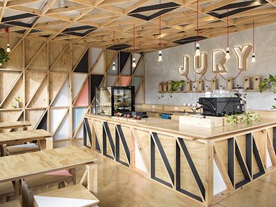 Carter Holt Harvey EcoplyStructural Square Edge Plywood Cafe Interior