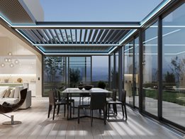 UMBRA AEROLUX: Retractable / tilting bioclimatic louvred roof structure