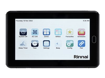 Rinnai Home Controller Black Home Screen