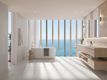 The bathroom offers a luxurious experience synonymous with resort living
