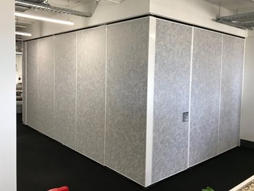 Bildspec installed DDA compliant Rw45 rated acoustic walls with an Ecoustic 8mm panel finish