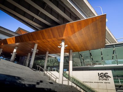 Network Architectural Prodema Natural Wood Cladding ICC Sydney Shelter