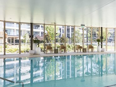 Amenities at the retirement village include a heated indoor swimming pool