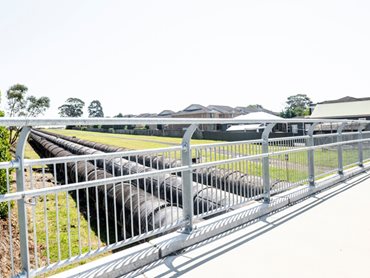 Bikesafe BS45 bikeway barriers consist of top rail, handrail and balustrade infill barriers
