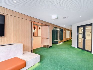 Walls & Ceilings: SUPACOUSTIC Perforated SP1/80 & SUPALINE Solid panels in Tas Oak SUPAFINISH