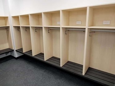 The player lockers in the Seabrook Pavilion change rooms