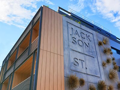 Covet Apartment Block Timber Panels Concrete Signage