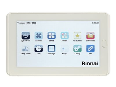 Rinnai Home Controller White Home Screen