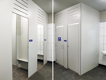 Partitioning system in the accessible shower cubicle