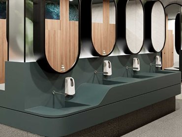 Corian® Solid Surface in a public bathroom