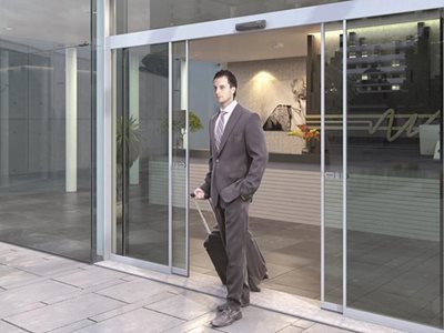 Assa Abloy ADS slim Corporate Building Exterior With Sliding Doors