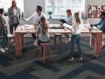 Office interior with sustainable carpet tile