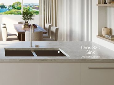 Oros sink in Arqstone Black in 820 double bowl configuration