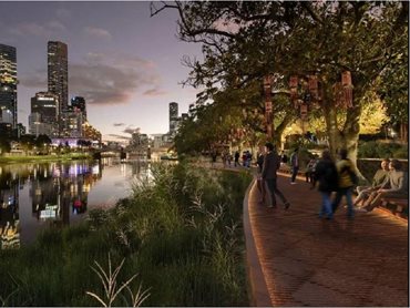 The Birrarung Marr precinct will feature more than 450 metres of new boardwalks, a six-metre wide promenade, new native habitats and greening of the water’s edge