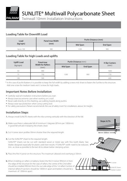 Sunlite installation instructions