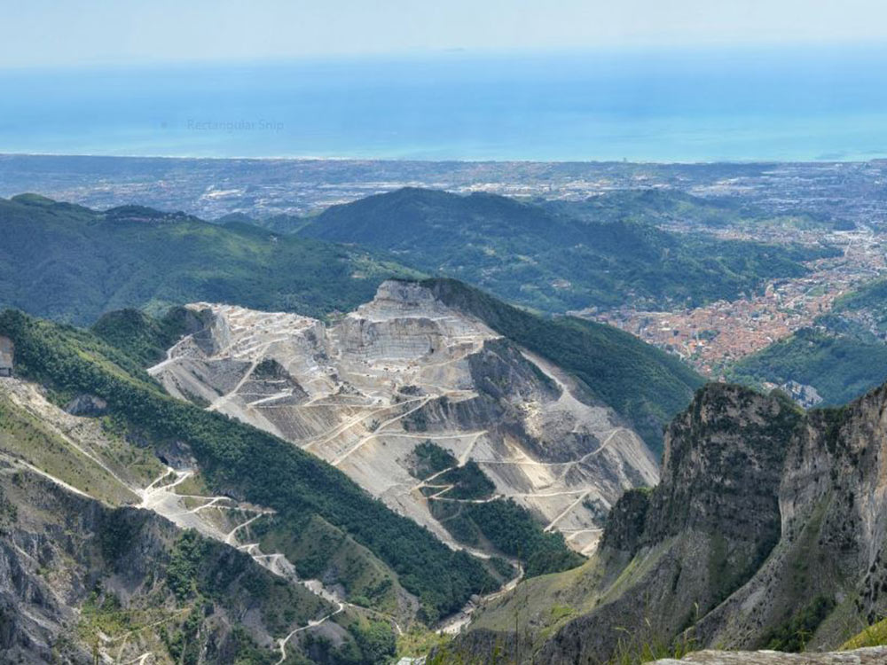 Calacatta marble is extracted from the Apuan Alps region in Italy