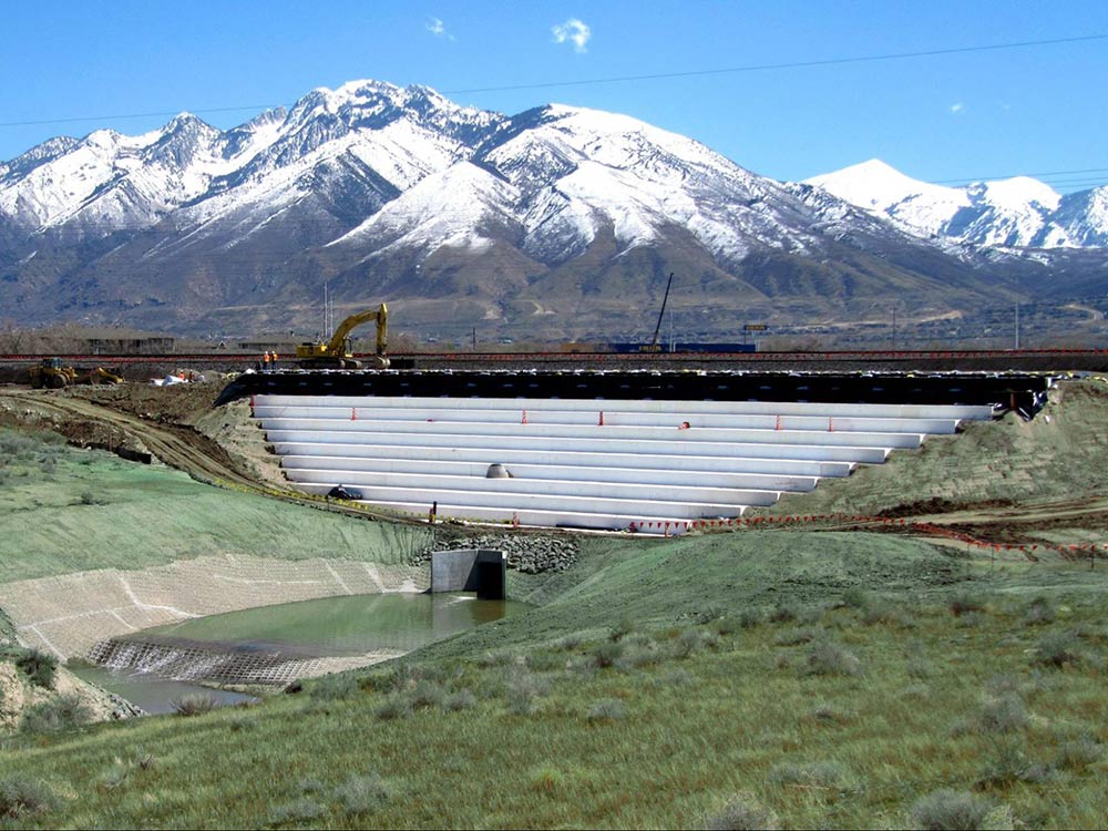 GeoFoamX EPS blocks are ideal for road construction and bridge abutments