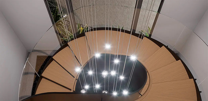 Circular curved glass staircase