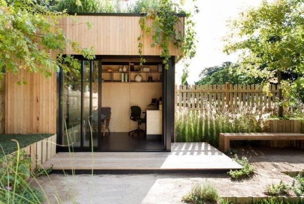 Pre-fabricated 'backyard rooms' beautify working remotely