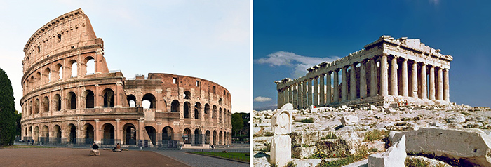 The Colosseum and The Parthenon