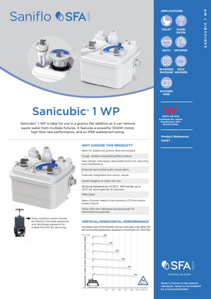 Saniflo Sanicubic 1 WP Product Sheet