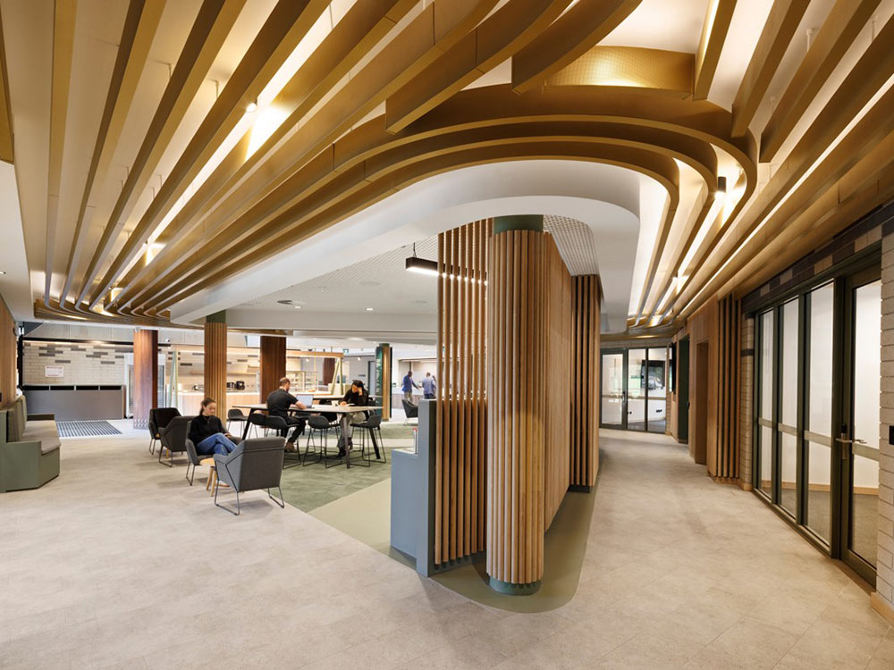 Metal ceilings add interest and vibrancy to interior spaces at Djerring ...