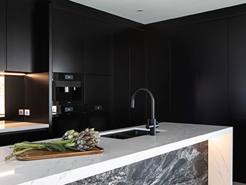 Matte black Zip HydroTap blends into showpiece kitchen’s moody colour ...