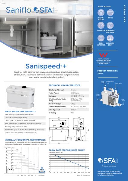 Saniflo Sanispeed+ Product Sheet