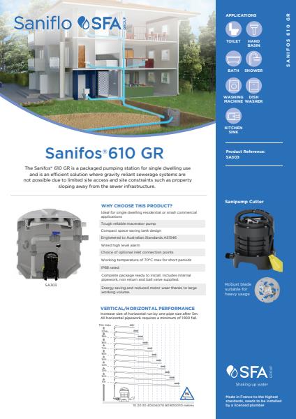 Saniflo Sanifos 610 GR Product Sheet