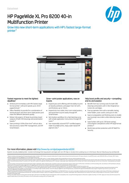 HP PageWide XL Pro 8200 40-In Multifunction Printer