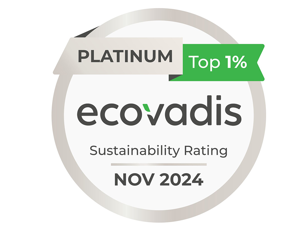 The EcoVadis Platinum Medal is the highest possible rating for sustainability performance