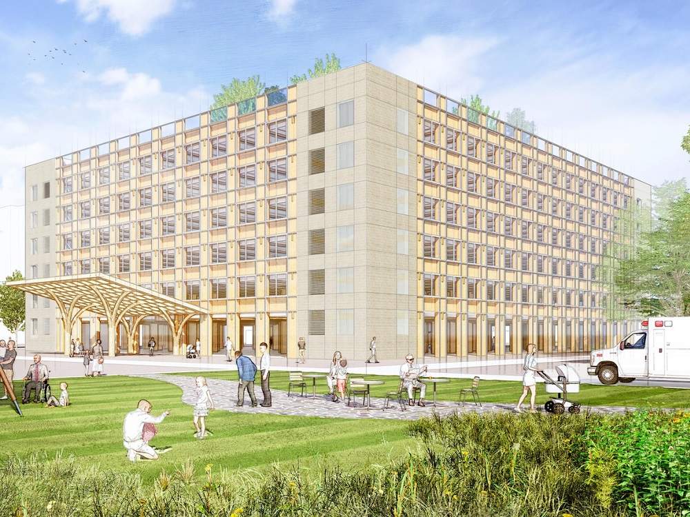Shigeru Ban unveils CLT designs for Ukraine hospital extension