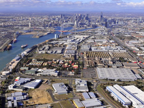 Aerial view of Fishermans Bend today
