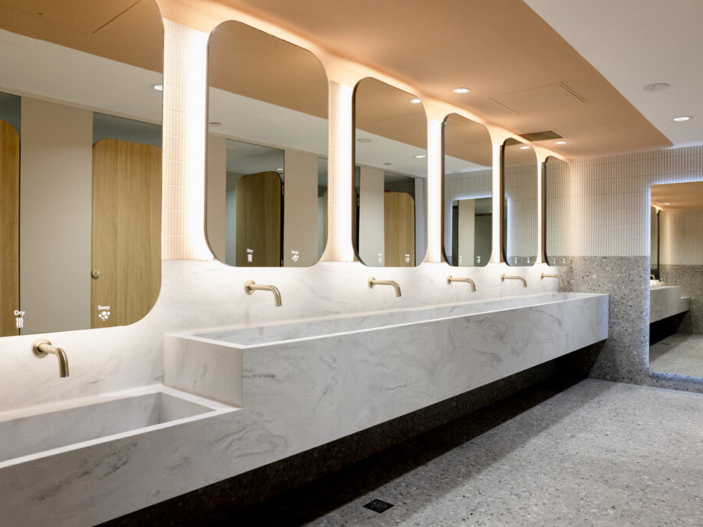 The bathroom upgrades at Cranbourne Park feature Corian® Solid Surface