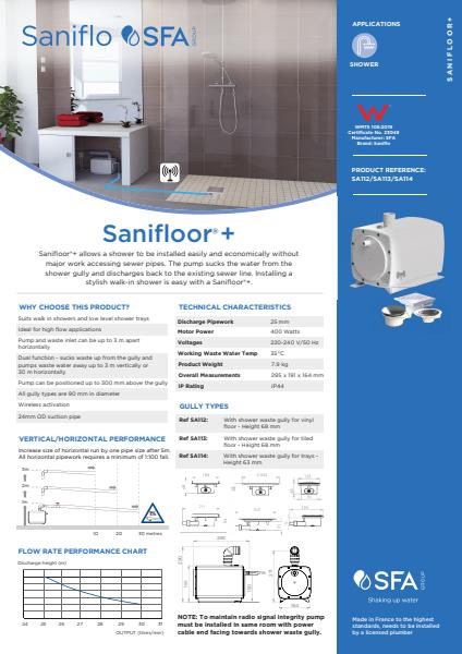 Saniflo Sanifloor+ Product Sheet