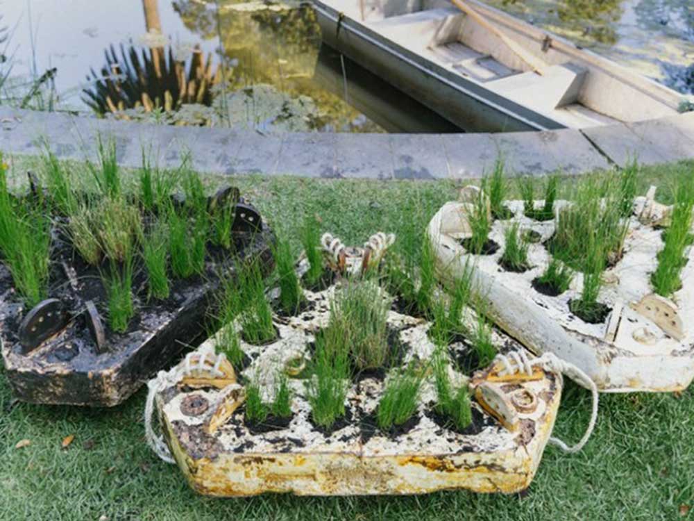 Mushi mycelium floating wetland modules