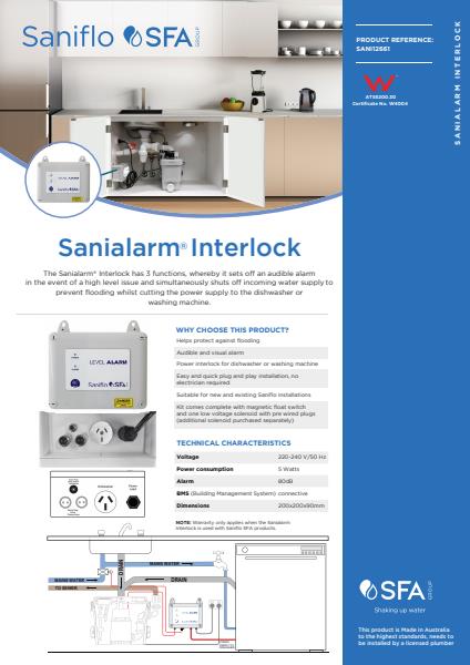 Saniflo Sanialarm Interlock Product Sheet