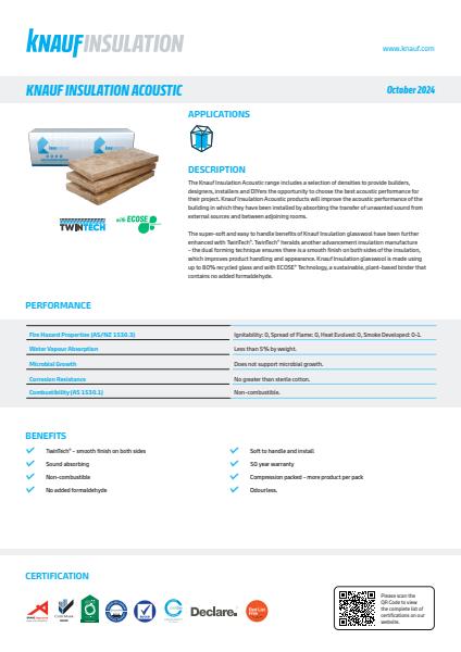 Knauf Insulation Acoustic Range Datasheet